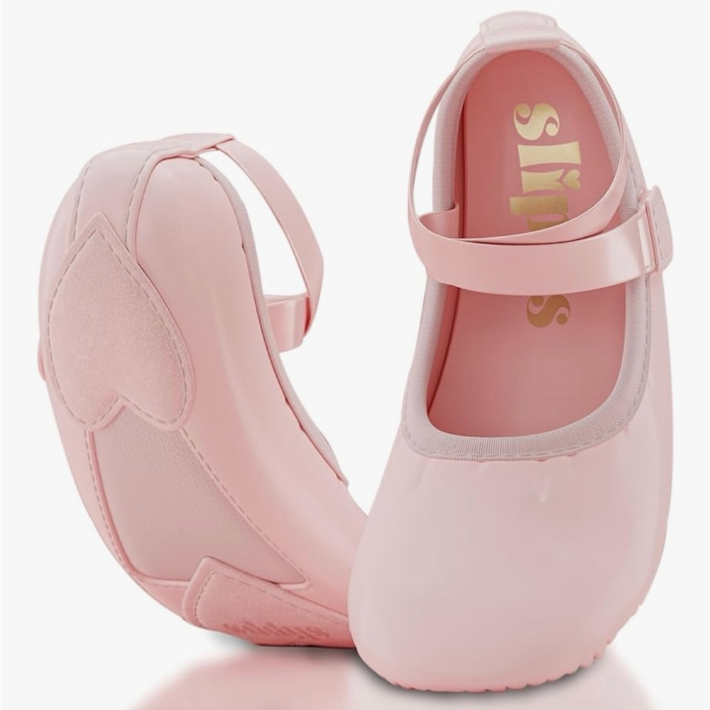 NWT, Slipps Girls Pink Ballet Shoes with Adjustable Strap, size 12 - Picture 8 of 11
